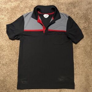 Grand Slam Black and Gray Polo with Red Highlights